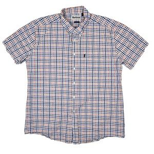 Barbour (Mens XL) Checked Seersucker Tailored Fit Short Sleeve Button Up Shirt